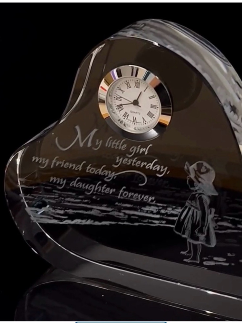 My Daughter Forever Crystal Desk Clock by Danbury mint in box